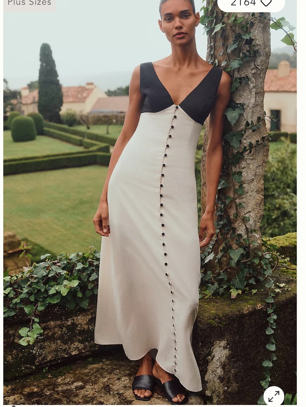 Anthropologie Mare Mare Linen V-Neck
Button-Front Maxi Dress XS NWT Cream Black